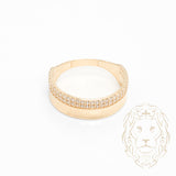 Bague jonc - Or 10K jaune poli & pavé cz - RIG874