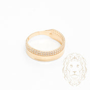 Ensemble de mariage pour elle & lui - Or 10K jaune bague de fiançailles & (2) alliances pavé cz - RIG865