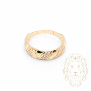 Ensemble de mariage pour elle & lui - Or 10K jaune bague de fiançailles & (2) alliances motif ligné pavé cz - RIG867