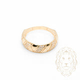 Bague jonc - Or 10K jaune motif ligné pavé cz - RIG875