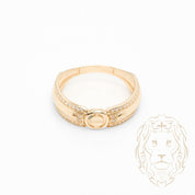 Ensemble de mariage pour elle & lui - Or 10K jaune bague de fiançailles & (2) alliances motif amour lock pavé cz - RIG868