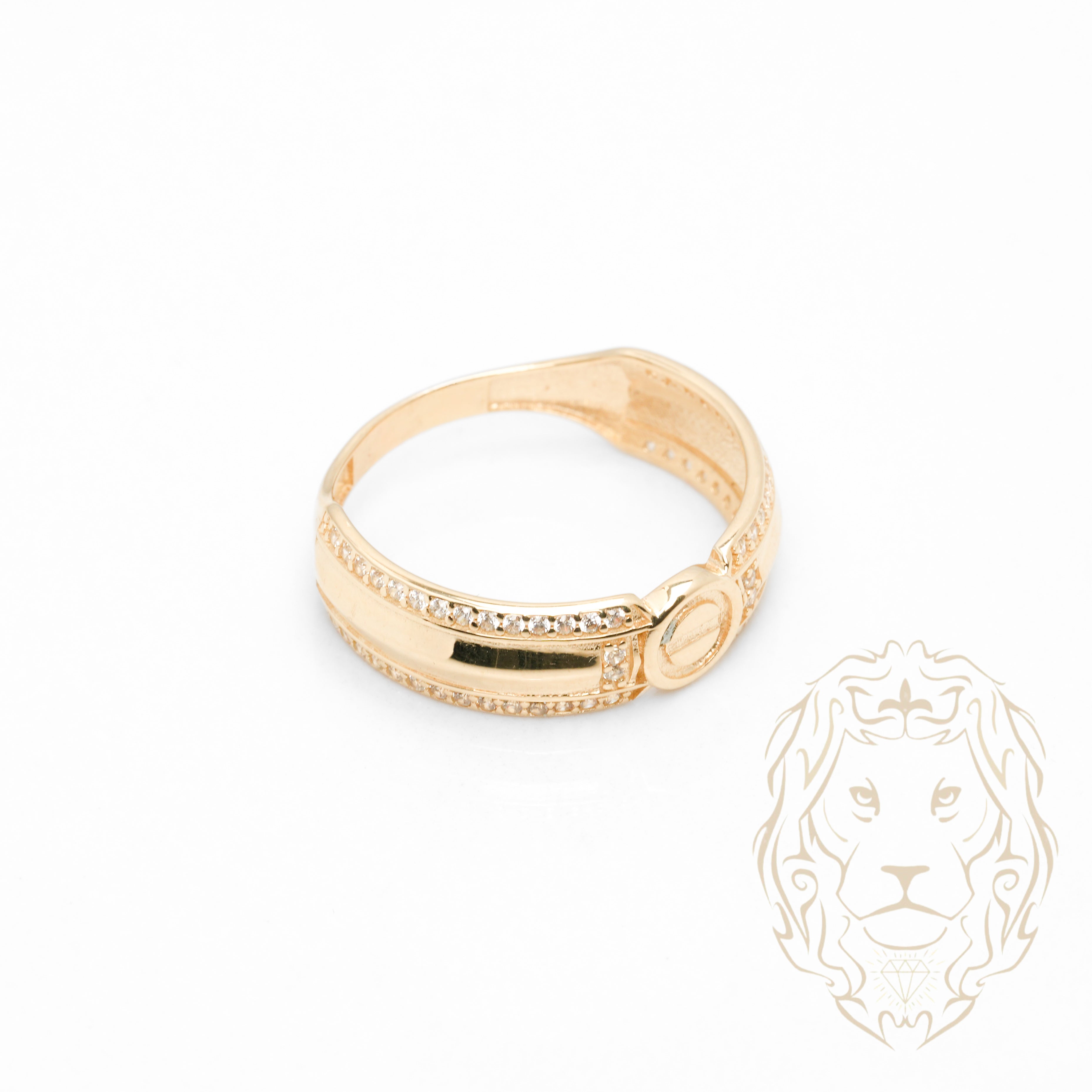 Ensemble de mariage pour elle & lui - Or 10K jaune bague de fiançailles & (2) alliances motif amour lock pavé cz - RIG868