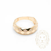 Ensemble de mariage pour elle & lui - Or 10K jaune bague de fiançailles & (2) alliances motif arlequin pavé cz - RIG869