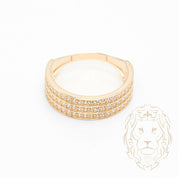 Ensemble de mariage pour elle & lui - Or 10K jaune bague de fiançailles & (2) alliances semi-éternité pavé cz - RIG870