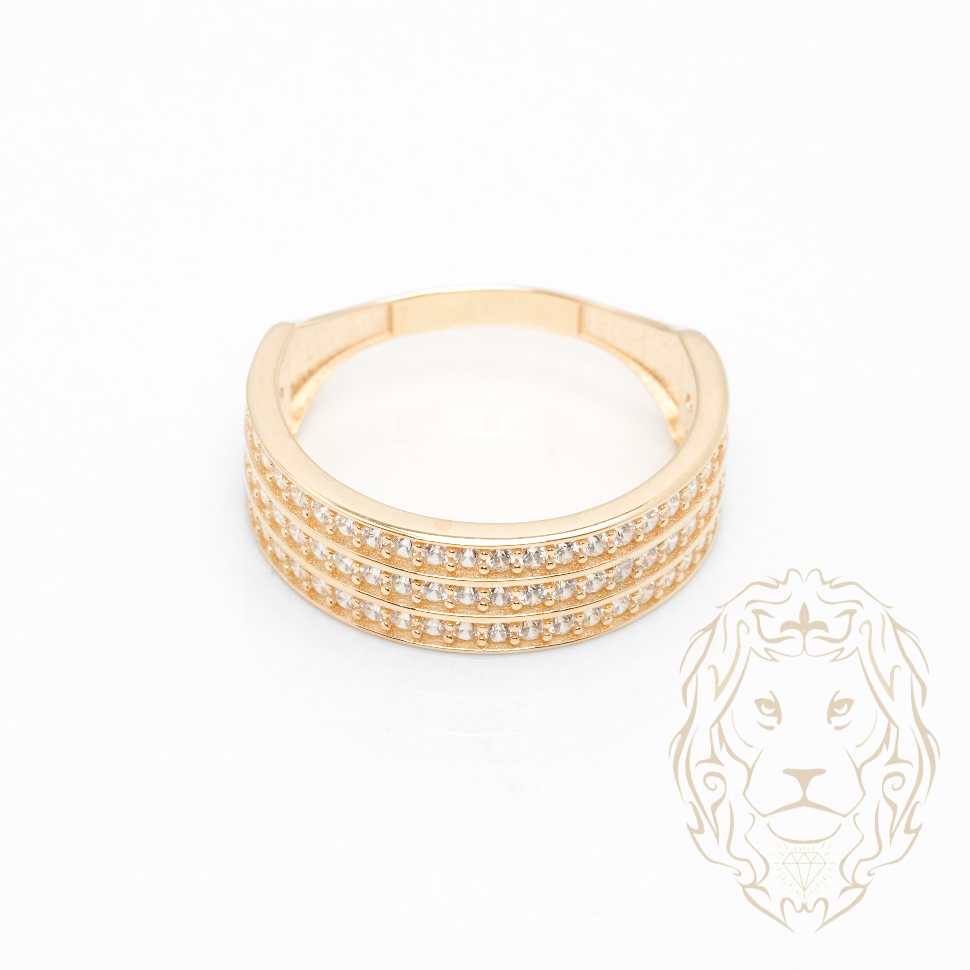 Ensemble de mariage pour elle & lui - Or 10K jaune bague de fiançailles & (2) alliances semi-éternité pavé cz - RIG870