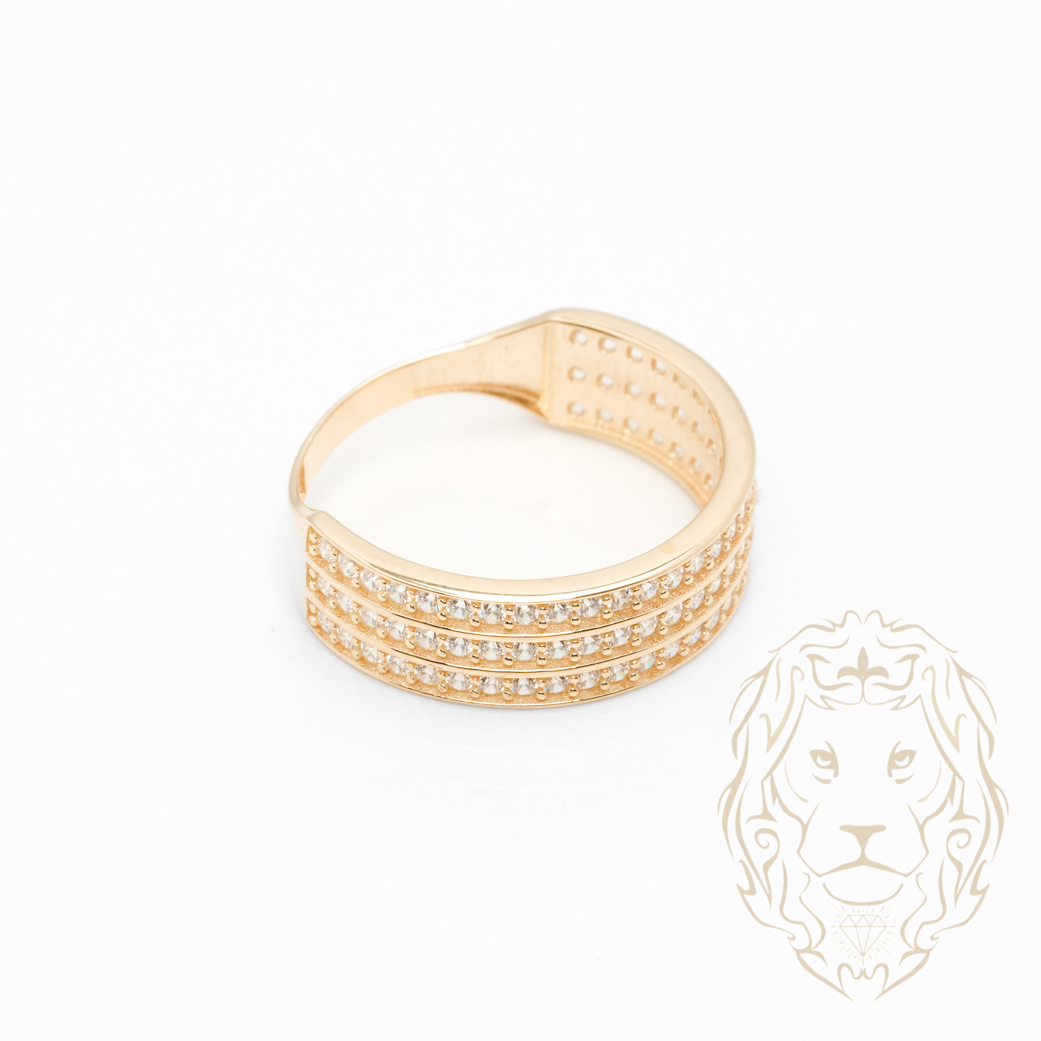 Ensemble de mariage pour elle & lui - Or 10K jaune bague de fiançailles & (2) alliances semi-éternité pavé cz - RIG870