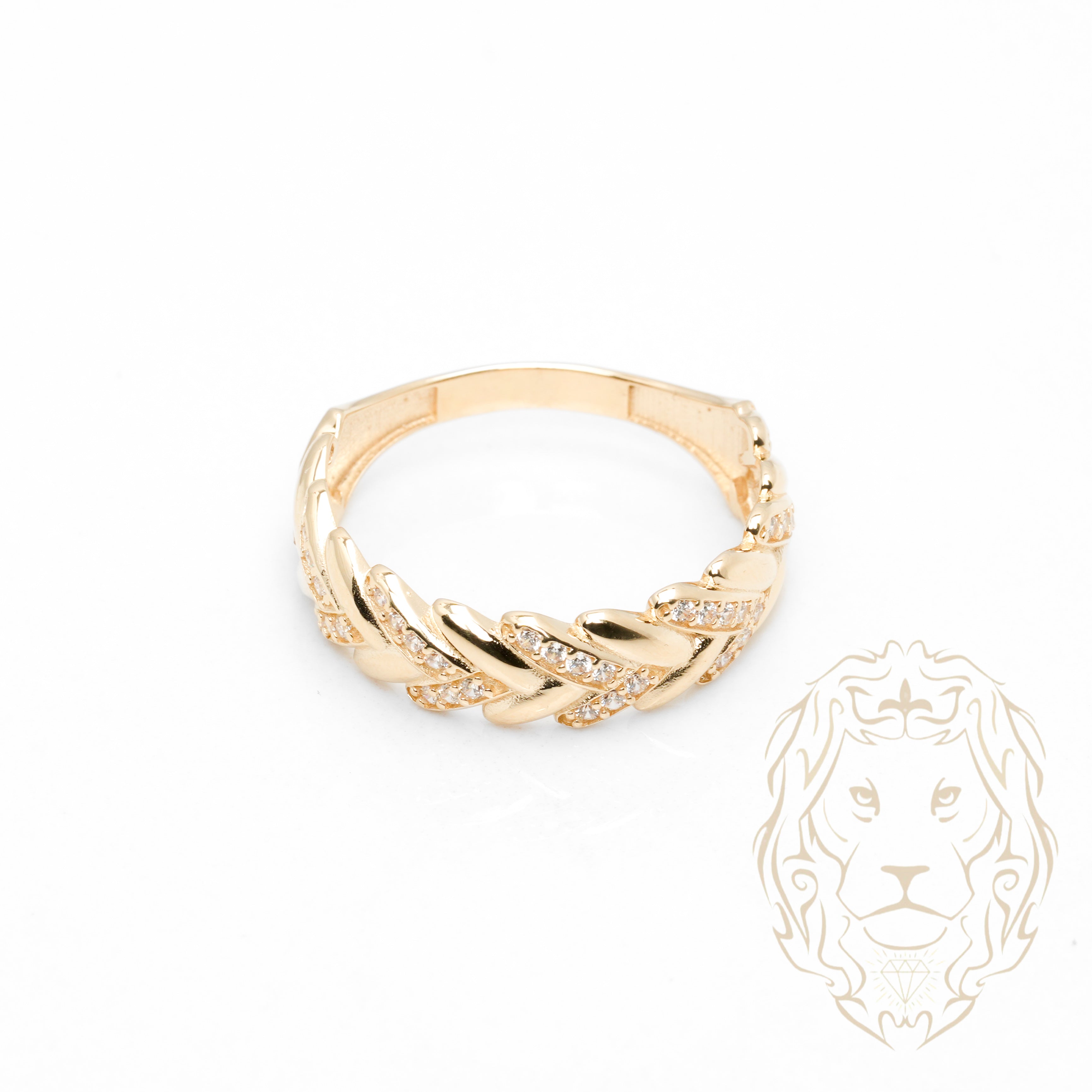 Ensemble de mariage pour elle & lui - Or 10K jaune bague de fiançailles & (2) alliances motif vigne pavé cz - RIG871