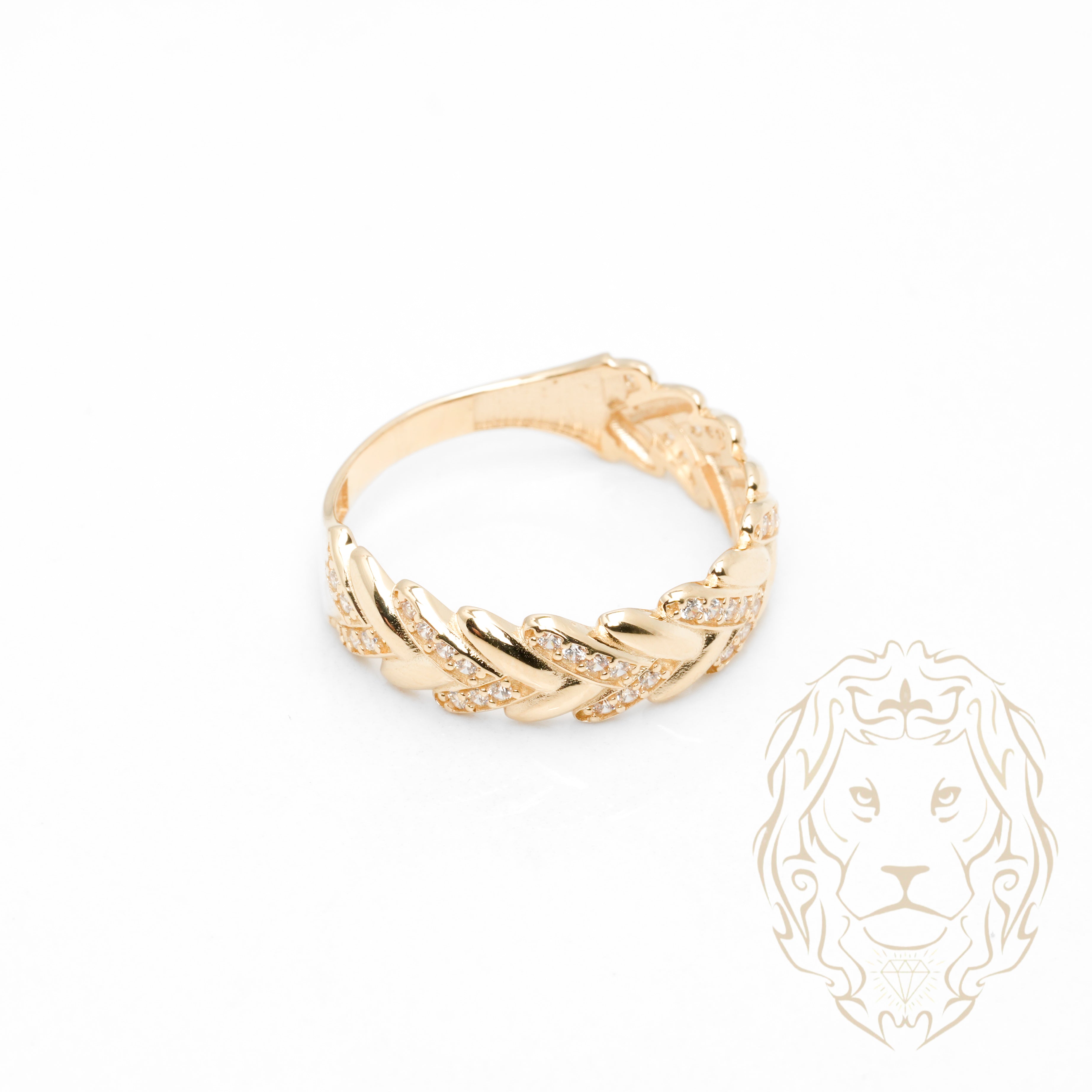 Ensemble de mariage pour elle & lui - Or 10K jaune bague de fiançailles & (2) alliances motif vigne pavé cz - RIG871