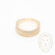 Bague jonc - Or 10K jaune curb link & pavé cz - RIG873