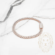 Bracelet - Or 10K deux tons rose & blanc cuban link pavé de diamants lab VVS 3.61CTW 6.4mm- BRGL024