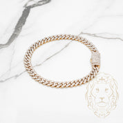 Bracelet - Or 10K deux tons jaune & blanc cuban link pavé de diamants lab VVS 3.6-3.8CTW 6.4mm- BRGL025