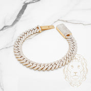 Bracelet - Or 10K deux tons jaune & blanc cuban link pavé de diamants lab VVS 12.10CTW 11.5mm - BRGL027