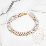 Bracelet - Or 10K deux tons jaune & blanc cuban link pavé de diamants lab VVS 12.10CTW 11.5mm - BRGL027