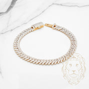 Bracelet - Or 10K deux tons jaune & blanc cuban link pavé de diamants lab VVS 6.11CTW 8.5mm - BRGL029