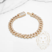 Bracelet - Or 10K deux tons jaune & blanc cuban link pavé de diamants lab VVS 5.00CTW 10mm - BRGL030