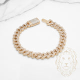 Bracelet - Or 10K deux tons jaune & blanc cuban link pavé de diamants lab VVS 5.00CTW 10mm - BRGL030