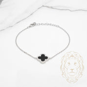 Bracelet - Argent trèfle noir pavé de cz 14mm - BRS461