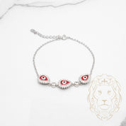 Bracelet - Argent mauvais oeil rouge pavé de cz - BRS463
