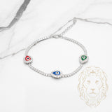 Bracelet - Argent tennis mauvais oeil multicolore pavé de cz - BRS464