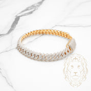 Bracelet - Or 10K deux tons jaune & blanc cuban link pavé de diamants lab VVS 8.32CTW 10mm - BRGL028