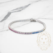 Bracelet - Argent tennis pierres cz multicolores 2mm - BRS462