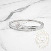 Bracelet jonc - Argent clou serti de pierres cz coupe émeraude - BRS467