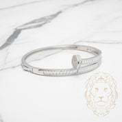 Bracelet jonc - Argent clou serti de pierres cz coupe émeraude - BRS467