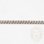 Bracelet - Or 10K deux tons rose & blanc cuban link pavé de diamants lab VVS 3.61CTW 6.4mm- BRGL024