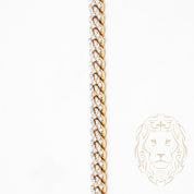 Chaîne - Or 10K deux tons jaune & blanc cuban link solide 6.4mm & box lock pavé pavé de diamants lab 9.49CTW - CHGL017