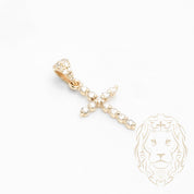 Pendentif - Or 10K jaune croix en diamants lab 0.15CT & bail pavé 0.10CT - PEGL044