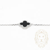 Bracelet - Argent trèfle noir pavé de cz 14mm - BRS461