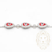 Bracelet - Argent mauvais oeil rouge pavé de cz - BRS463