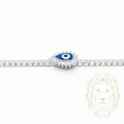 Bracelet - Argent tennis mauvais oeil multicolore pavé de cz - BRS464