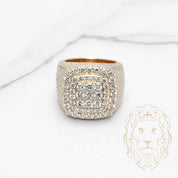 Bague - Or 10K deux tons jaune & blanc carré pavé de diamants lab VVS 6.32CTW - RIGL089