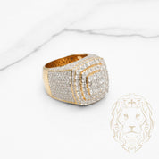 Bague - Or 10K deux tons jaune & blanc carré pavé de diamants lab VVS 6.32CTW - RIGL089