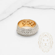 Bague - Or 10K deux tons jaune & blanc semi-éternité diamants lab VVS coupe rond brillant 3.47CTW - RIGL090