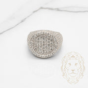 Bague - Or 10K deux tons jaune & blanc chevalière cercle pavé de diamants lab VVS 4.94CTW - RIGL091