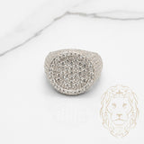 Ring - 10K Two-Tone Yellow & White Gold Pave Circle Lab Diamond VVS 4.94CTW Signet Ring - RIGL091