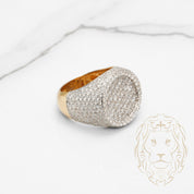 Bague - Or 10K deux tons jaune & blanc chevalière cercle pavé de diamants lab VVS 4.94CTW - RIGL091