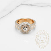 Bague - Or 10K deux tons jaune & blanc halo serti de diamants lab VVS coupe baguette & rond brillant 2.60CTW - RIGL092