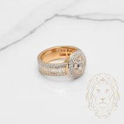 Bague - Or 10K deux tons jaune & blanc halo serti de diamants lab VVS coupe baguette & rond brillant 2.60CTW - RIGL092