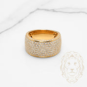 Bague - Or 10K deux tons jaune & blanc semi-éternité pavé de diamants lab VVS coupe rond brillant 4.64CTW - RIGL094