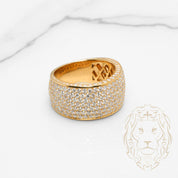 Bague - Or 10K deux tons jaune & blanc semi-éternité pavé de diamants lab VVS coupe rond brillant 4.64CTW - RIGL094