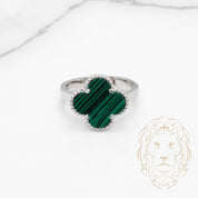 Bague - Argent trèfle vert 15mm - RIS865