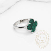Bague - Argent trèfle vert 15mm - RIS865