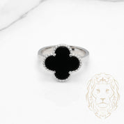 Bague - Argent trèfle noir 15mm - RIS866