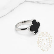 Bague - Argent trèfle noir 15mm - RIS866