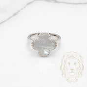 Bague - Argent trèfle en nacre 15mm - RIS867