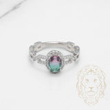 Bague - Argent halo tourmaline coupe ovale & pavé de cz - RIS869