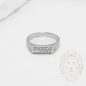 Bague - Argent signet rectangle pavé de cz - RIS875